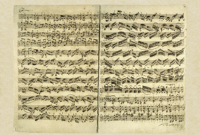 額絵（Ａ４）：M046-A4：バッハ自筆譜（無伴奏ヴァイオリンのためのソナタとパルティータ）