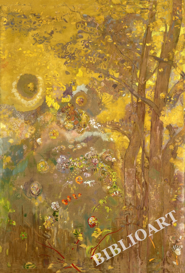 ポストカード単品：OR506-BP：Trees on a yellow Background