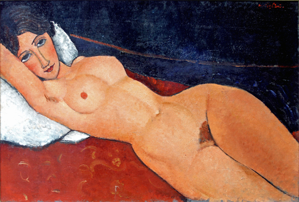 ポストカード単品：ACM004-BP：Female Nude Reclining on a White Pillow