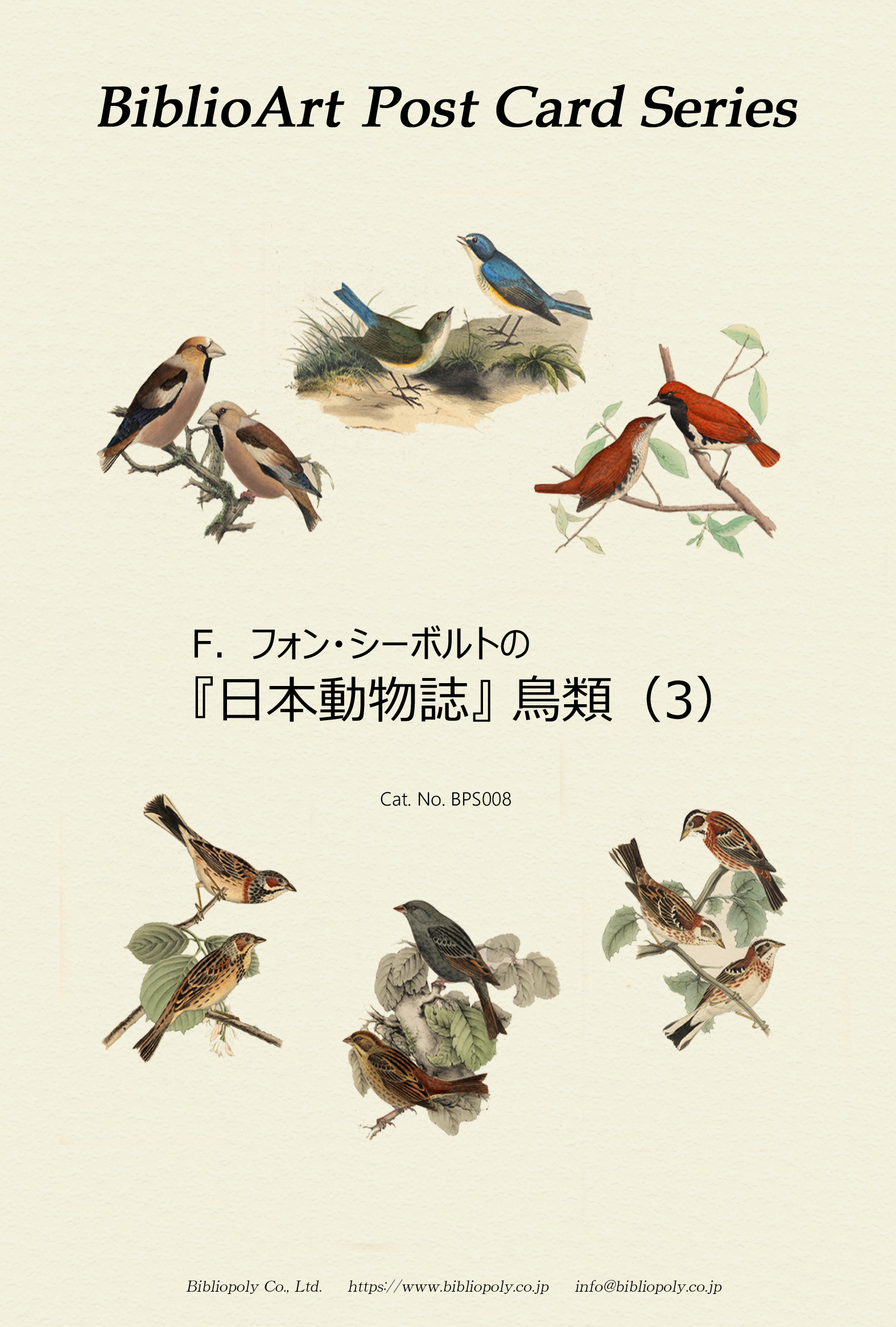 ポストカードセット：BPS008：シーボルトの『日本動物誌』鳥類（３）