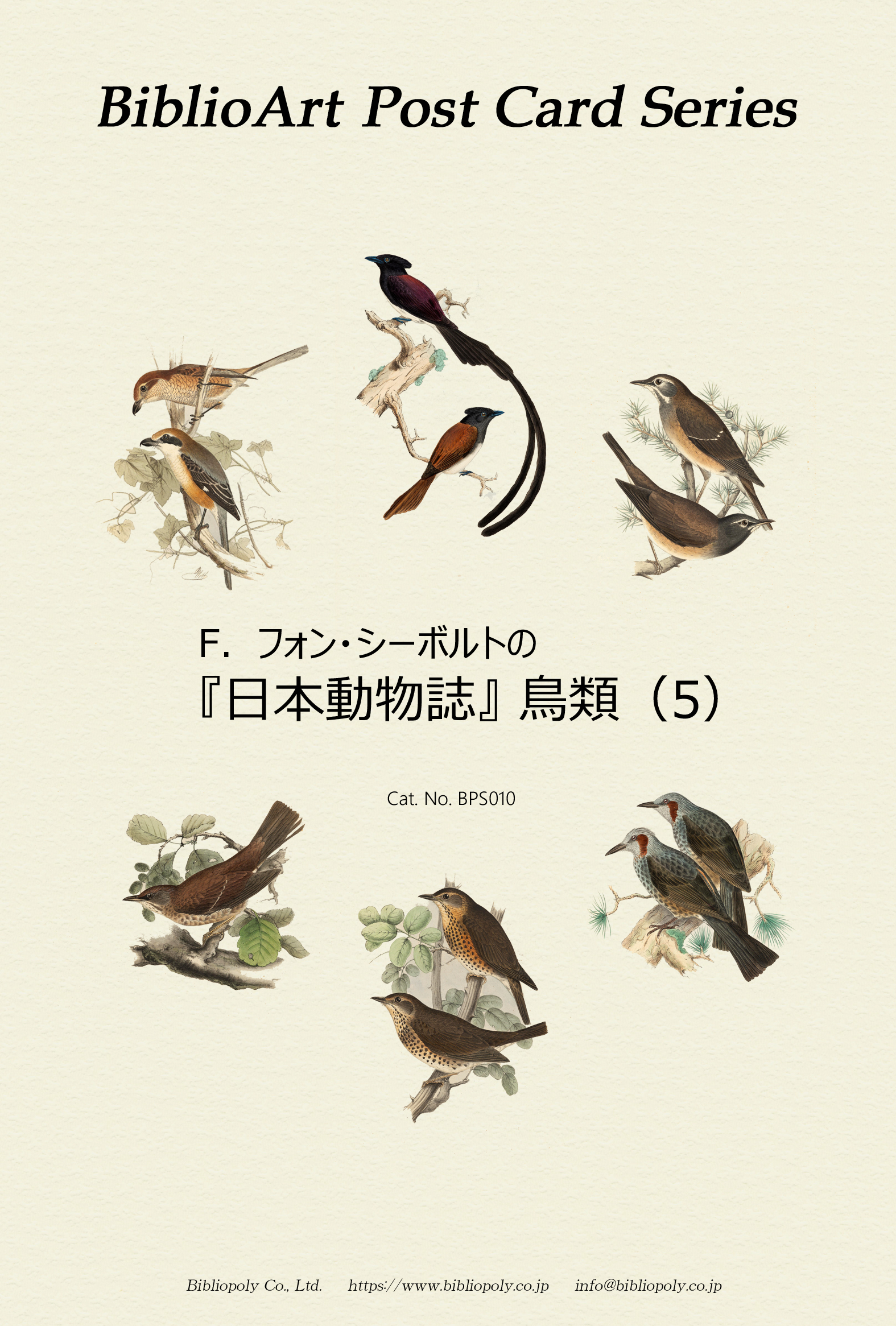 ポストカードセット：BPS010：シーボルトの『日本動物誌』鳥類（５）
