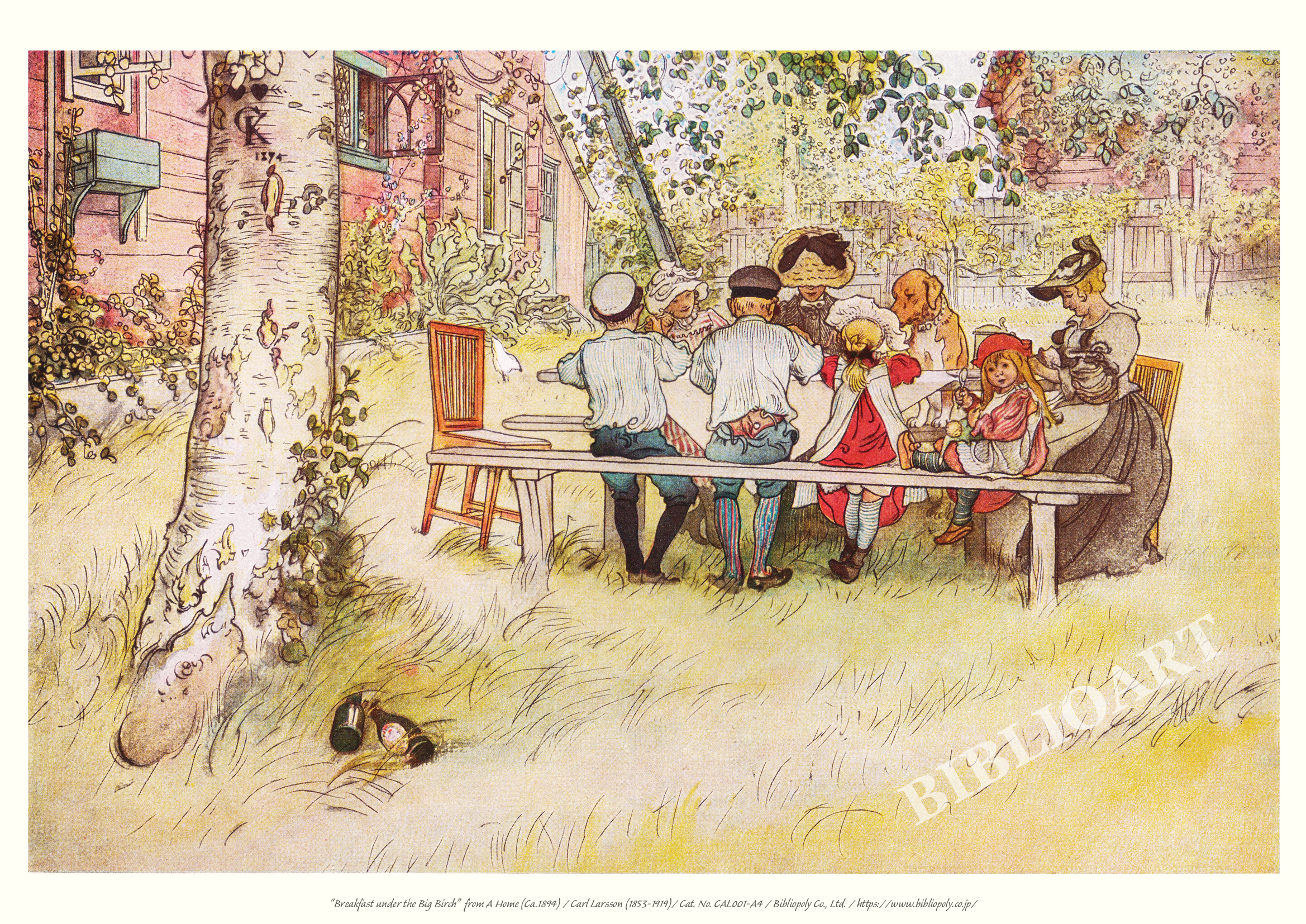 額絵（Ａ４）：CAL001-A4：	“Breakfast under the Big Birch” from A Home