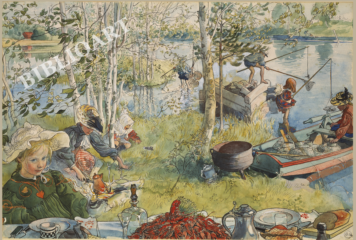 ポストカード単品：CAL008-BP：	Crayfishing From A Home（制作年不肖）