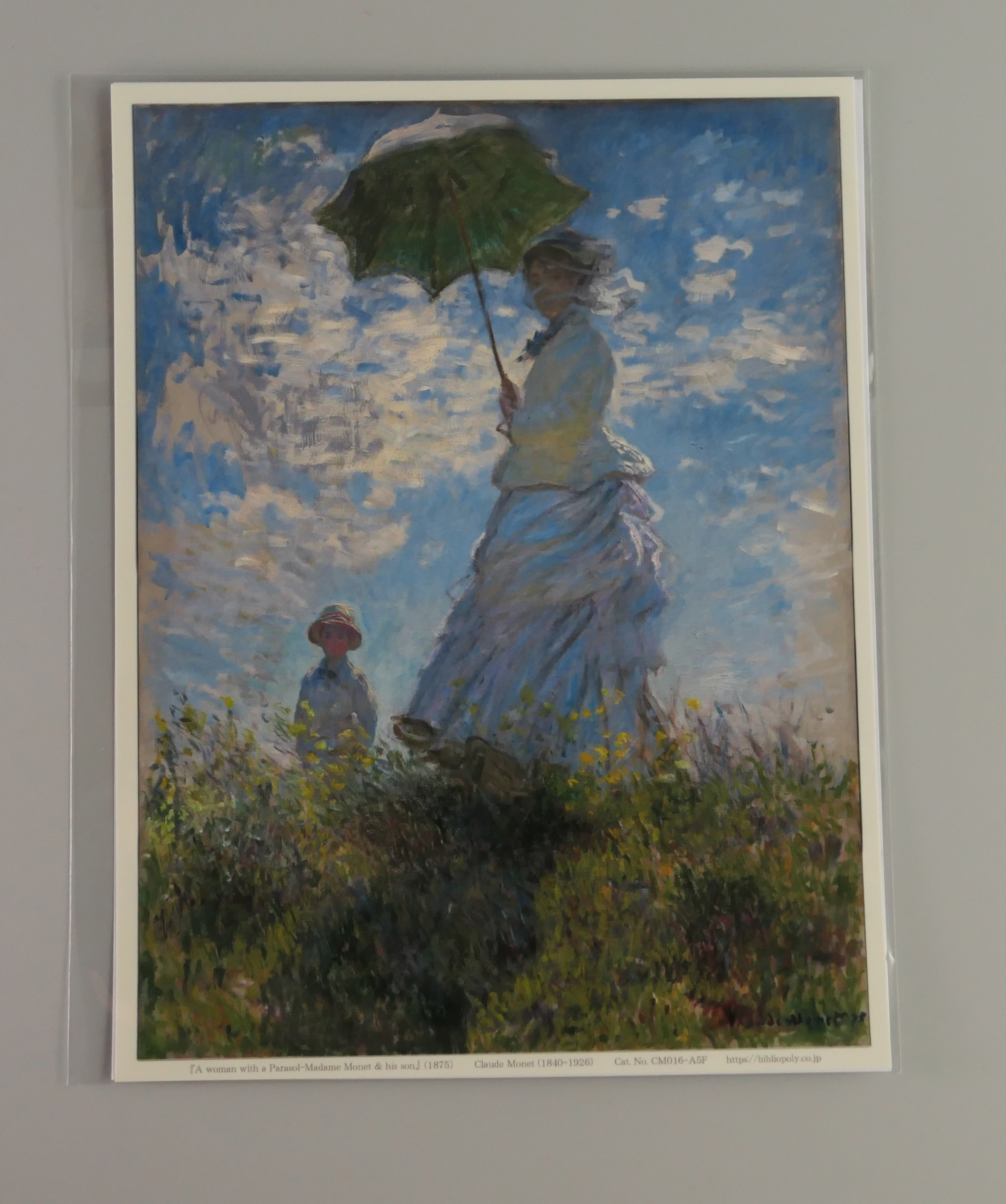 額絵（Ａ５）：CM016-A5：A woman with a Parasol-Madame Monet & his son