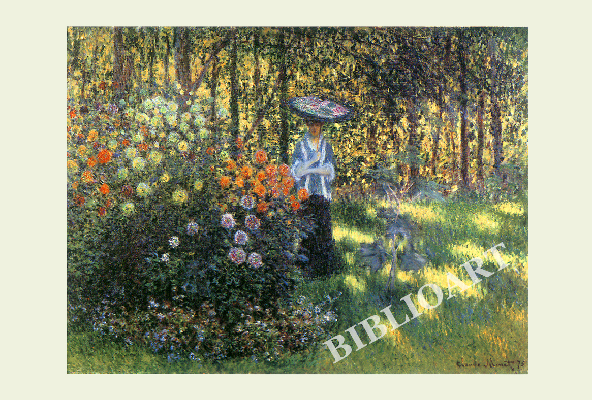 ポストカード単品：CM018-BP
：A woman with a parasol in the garden at Argenteuil