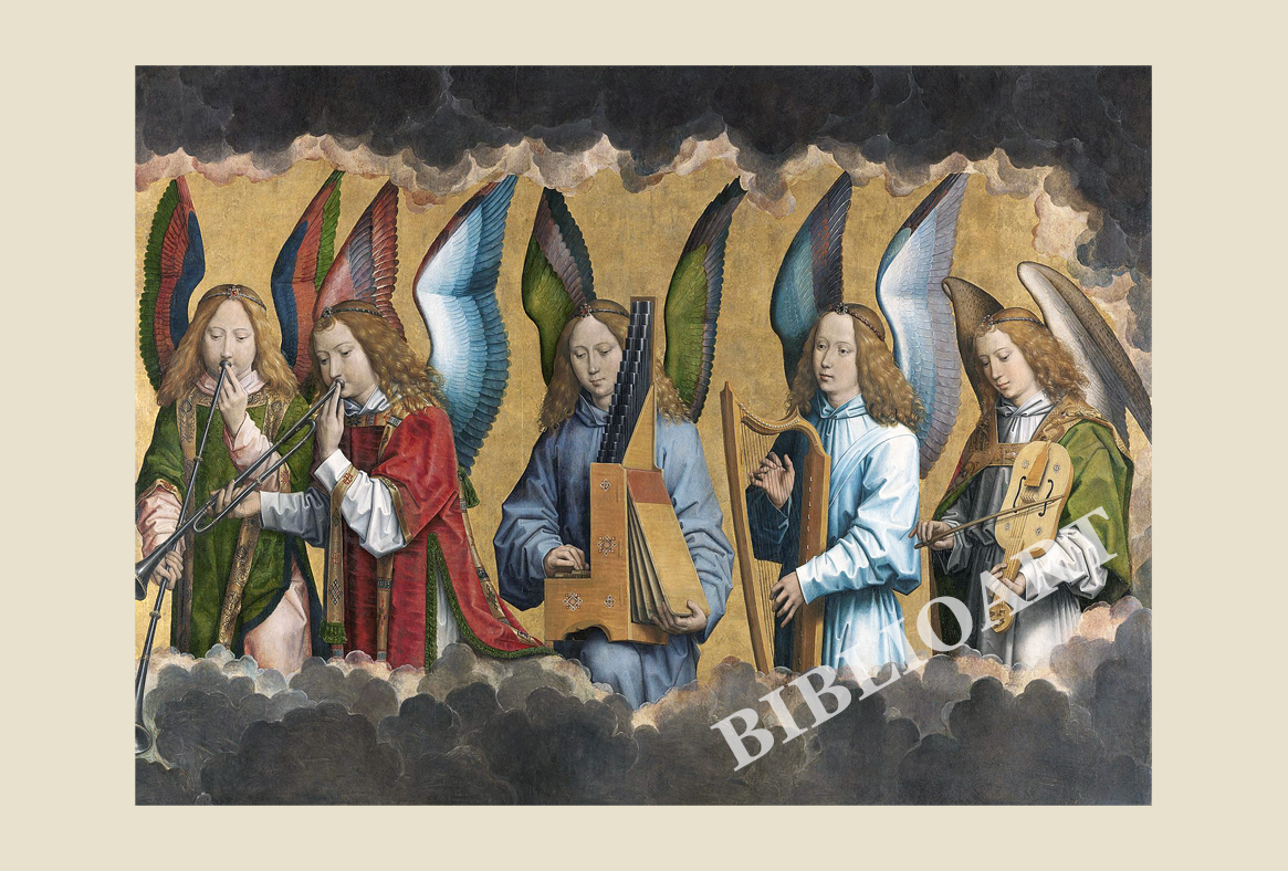 ポストカード単品：HAM003-BP：Christ with singing and music-making Angels -3