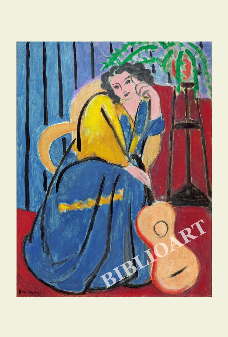 ポストカード単品：HM033-BP
：Girl in Yellow and Blue with Guitar
