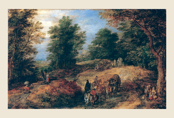 ポストカード単品：JBO005-BP：Landscape with Travelers on a Woodland Path