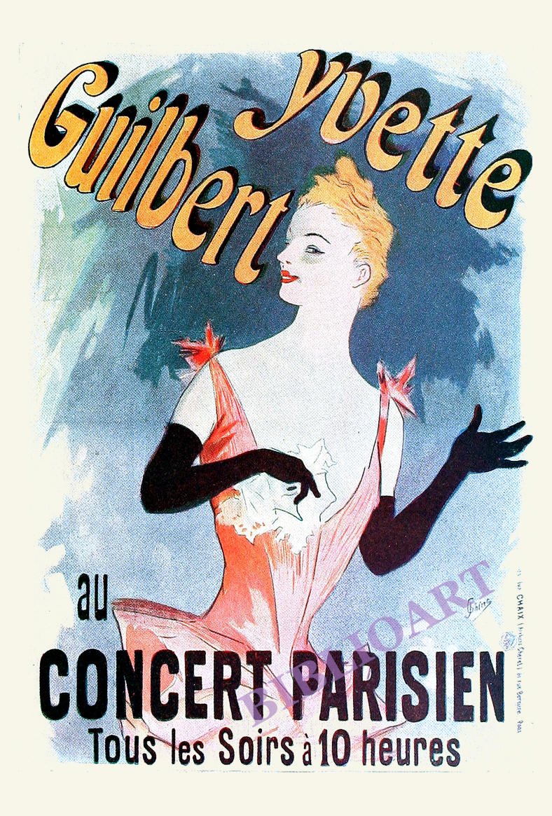 ポストカード単品：JC102-BP：Art Nouveau poster for Yvette Guilbert