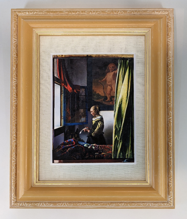 額装品（Ａ５）：JV017B-A5G-B
：Girl reading a Letter at an Open Window - 修復後