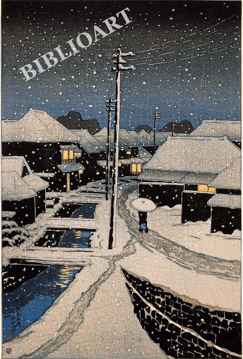 ポストカード単品：KHS023-BP：東京拾二題より 『雪に暮れの寺島村』