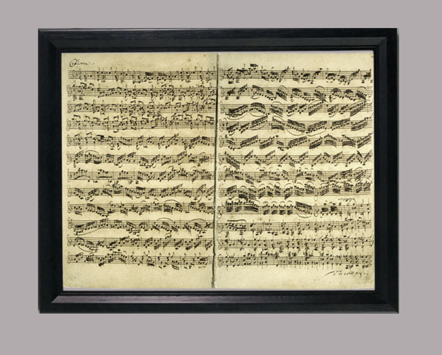 額装品（Ａ４）：M046-A4G-MS：バッハ自筆譜（無伴奏ヴァイオリンのためのソナタとパルティータ）