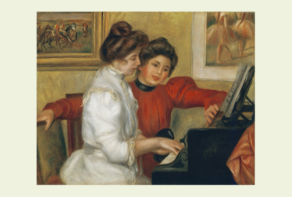 ポストカード単品：M069-BP
：Yvonne and Christine Lerolle Playing the Piano