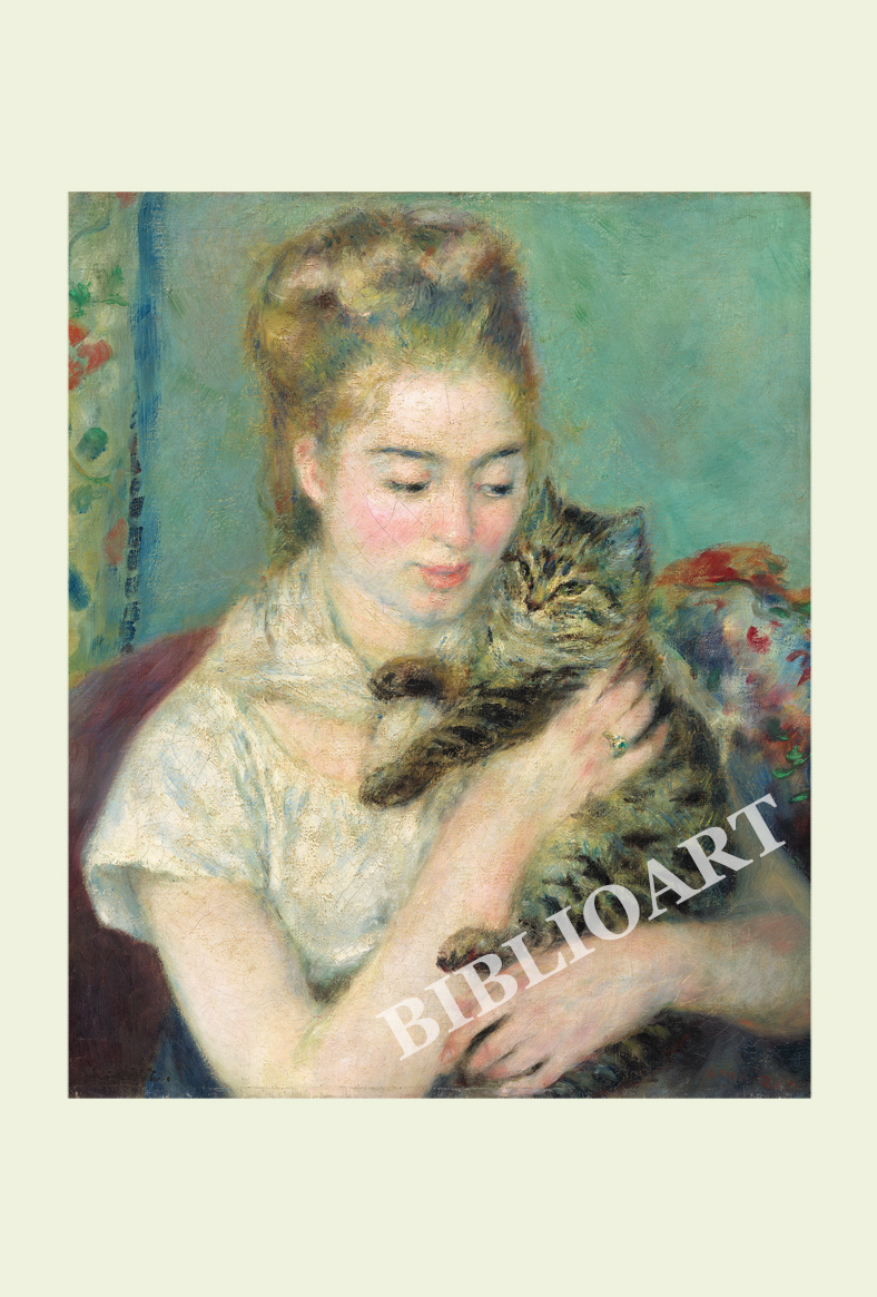 ポストカード単品：PAR013-BP：Woman with a Cat