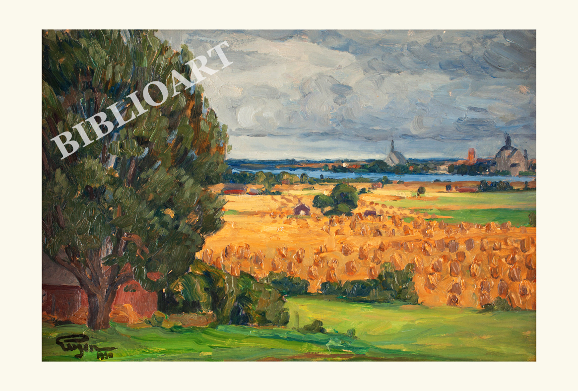 ポストカード単品：PEU003-BP：	View of Vadstena from the surrounding fields