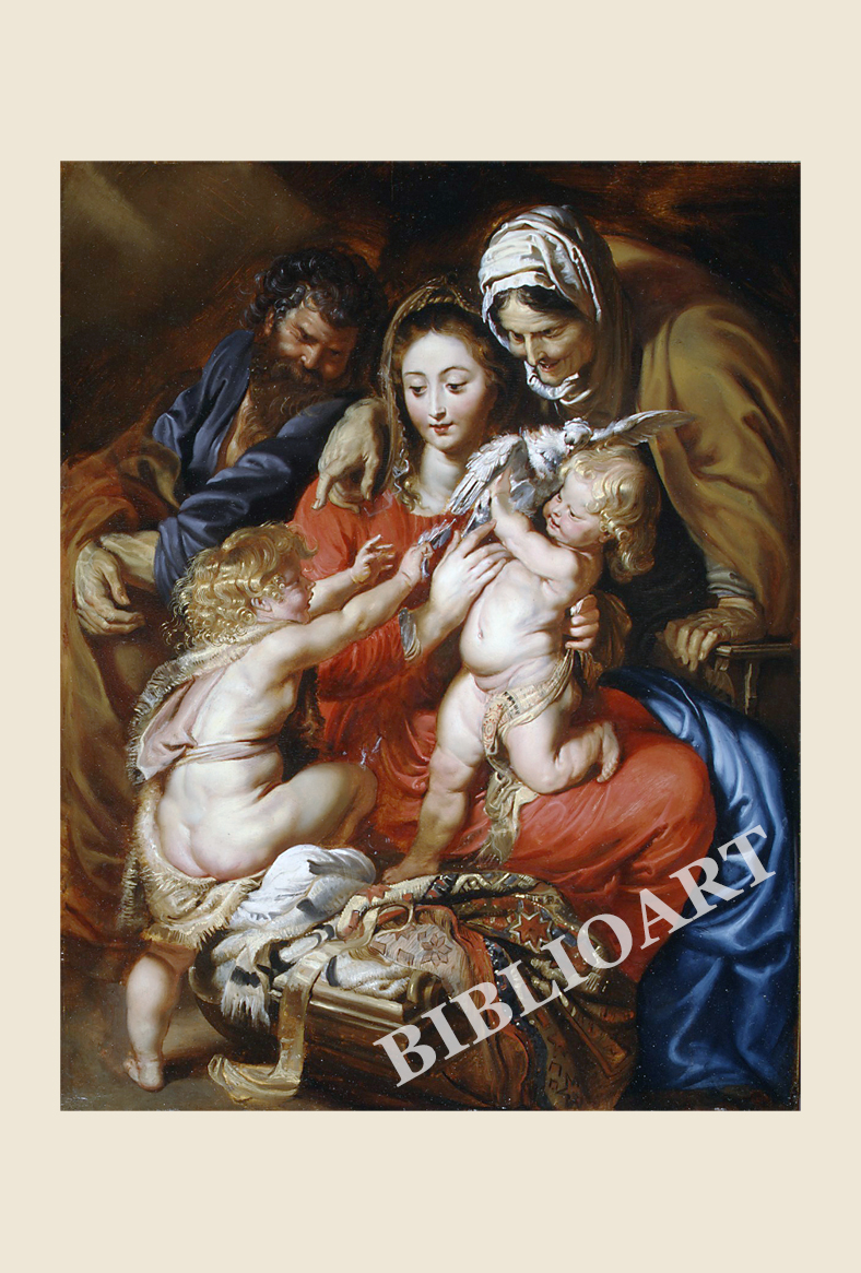 ポストカード単品：PPR005-BP：The Holy Family with Saint Elizabeth and Saint John