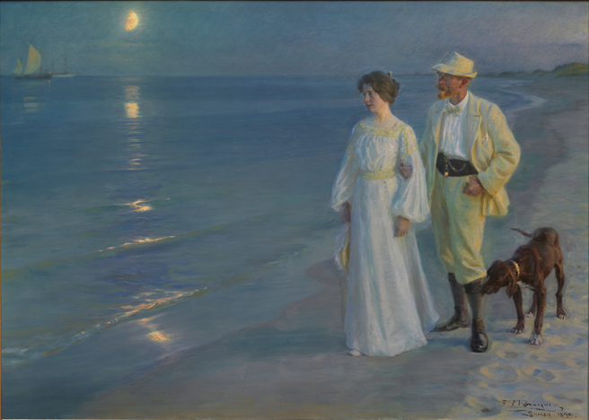 ポストカード単品：PSK005-BP
：Summer Evening at Skagen beach. The artist and his wife.