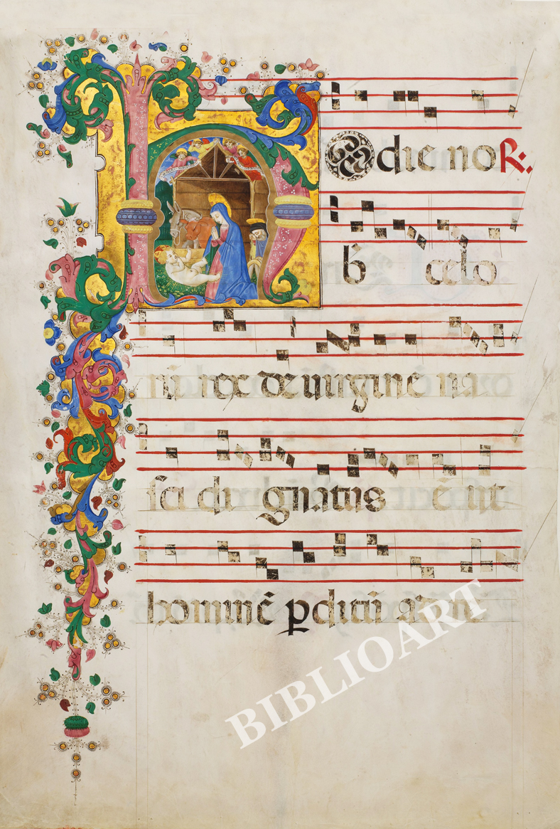 ポストカード単品：R03-BP：Manuscript Leaf with the Nativity in an Initial H from an Antiphonary
