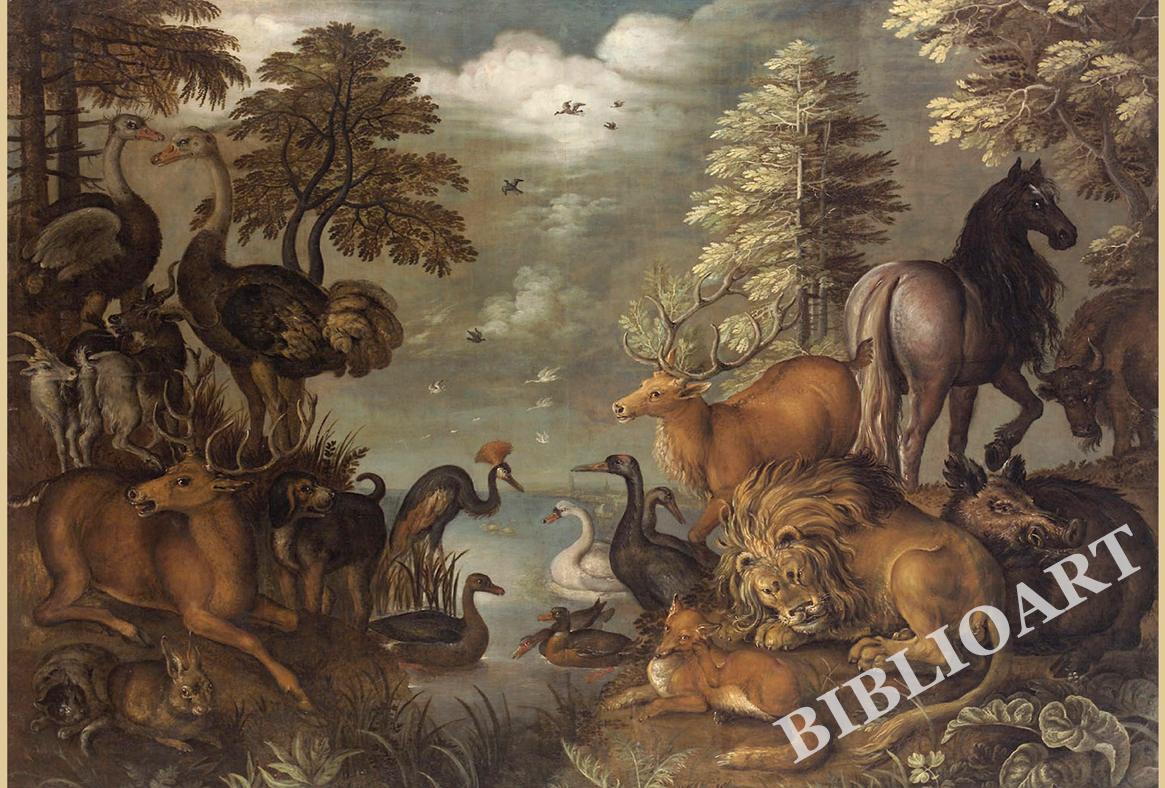 ポストカード単品：RS003-BP
：Great landscape with animals