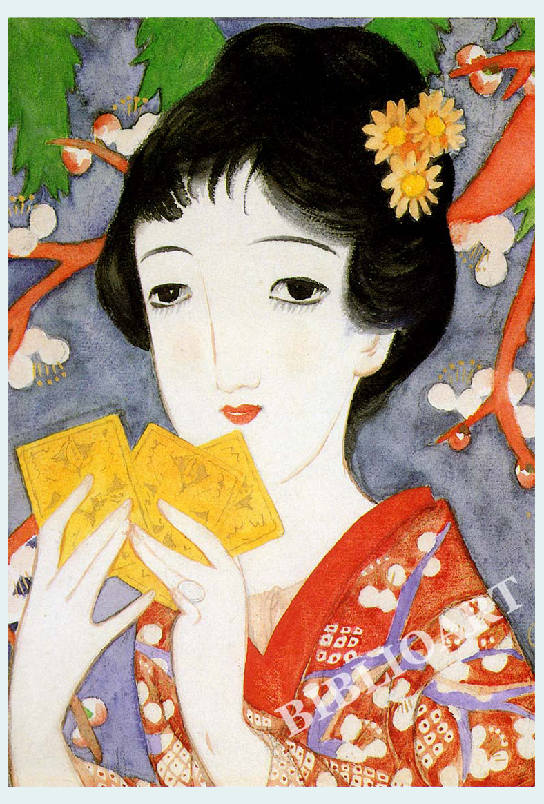 額絵（Ａ４）：TY009-A4：初春（1926年春「婦人クラブ」の表紙絵