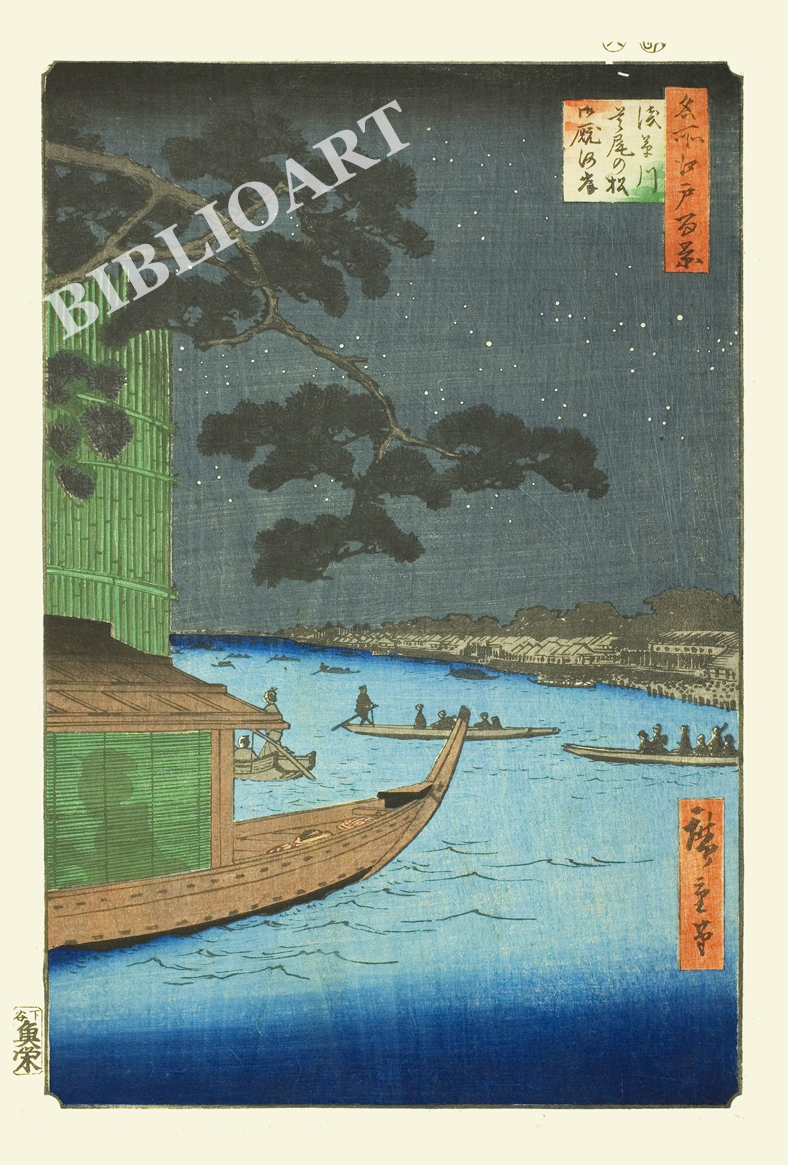 ポストカード単品：UH136-BP：名所江戸百景 『浅草川首尾の松御厩河』