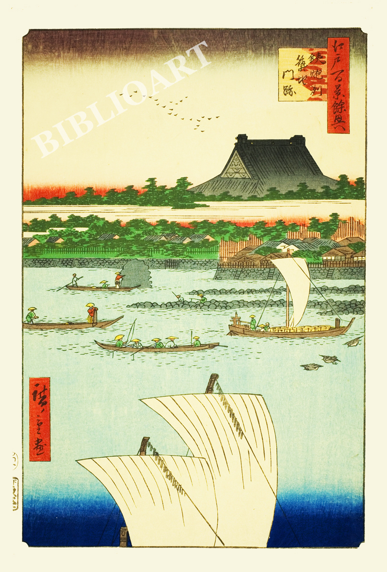 ポストカード単品：UHMEH079-BP：名所江戸百景 『鉄砲洲築地門跡』