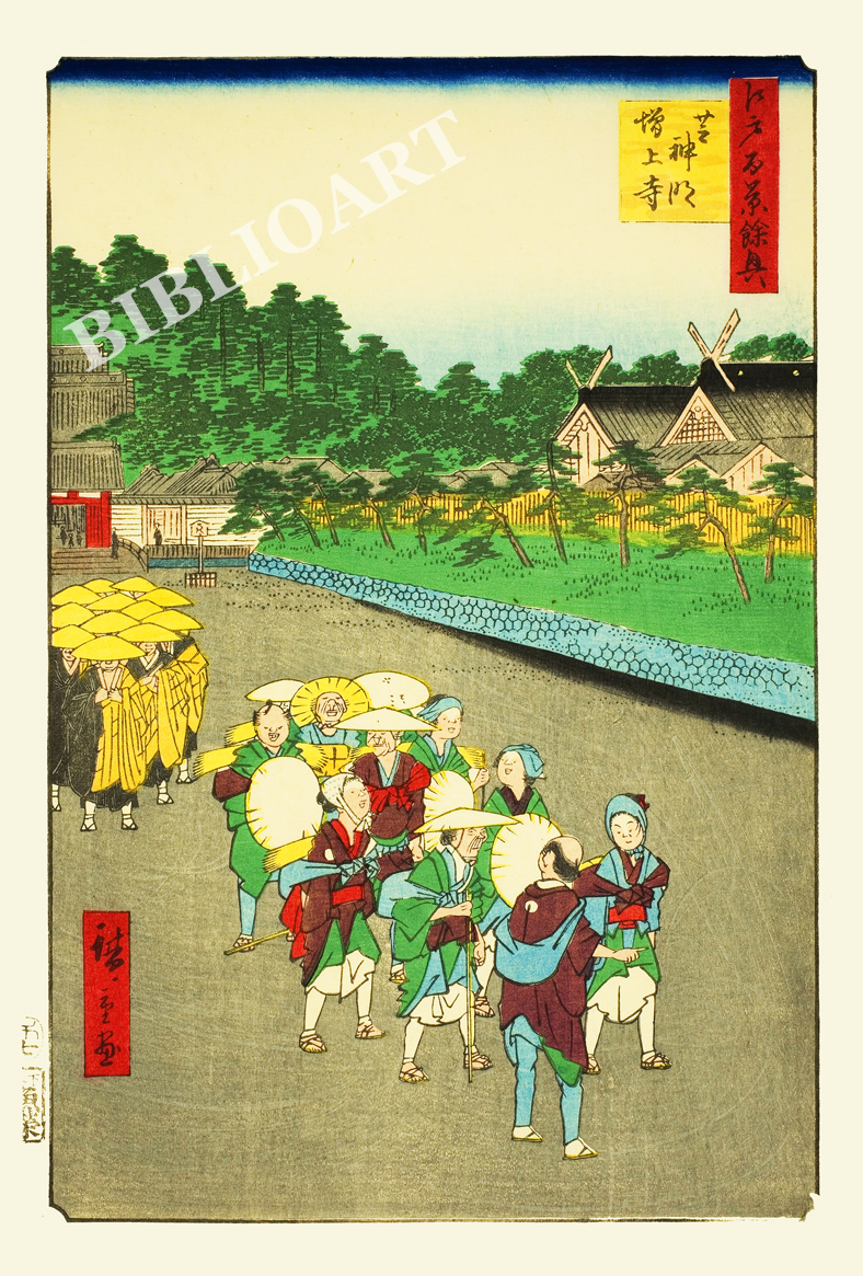 ポストカード単品：UHMEH080-BP：名所江戸百景 『芝神明増上寺』