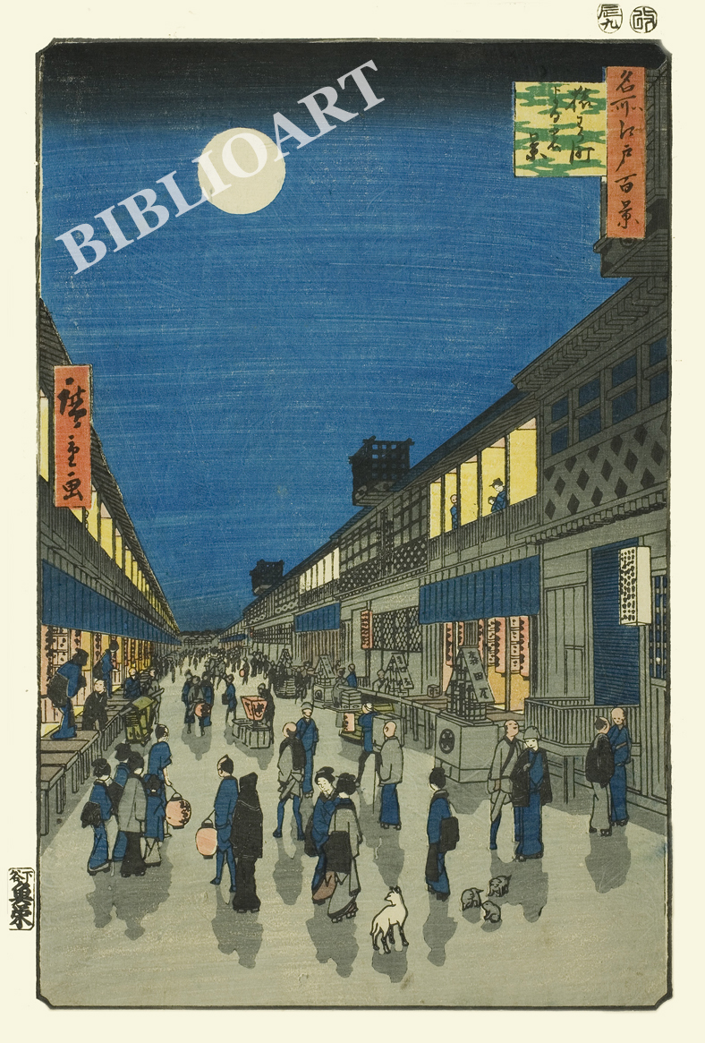 ポストカード単品：UHMEH091-BP：名所江戸百景 『猿わか町よるの景』