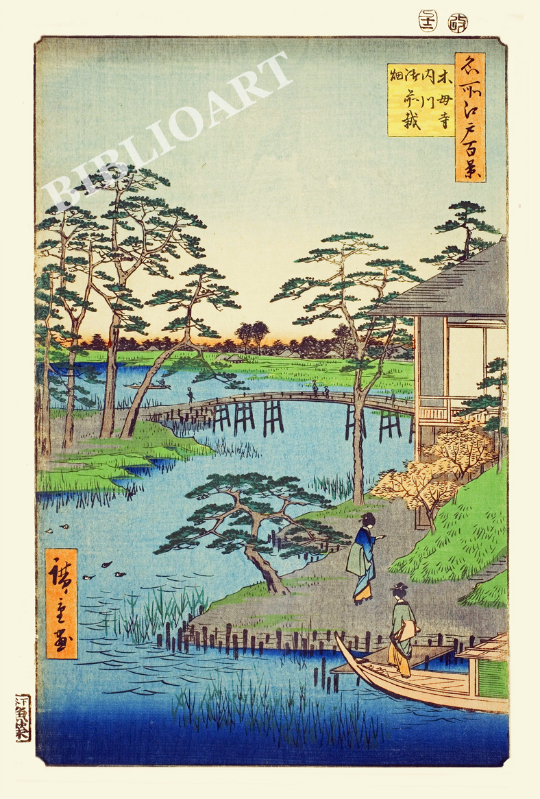 ポストカード単品：UHMEH093-BP：名所江戸百景 『木母寺内内川御前栽畑』