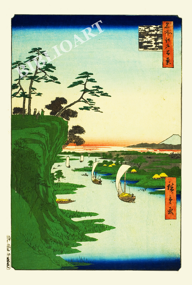 ポストカード単品：UHMEH096-BP：名所江戸百景 『鴻の臺利根川風景』