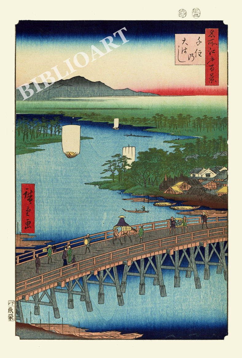 ポストカード単品：UHMEH104-BP：名所江戸百景 『千住の大はし』