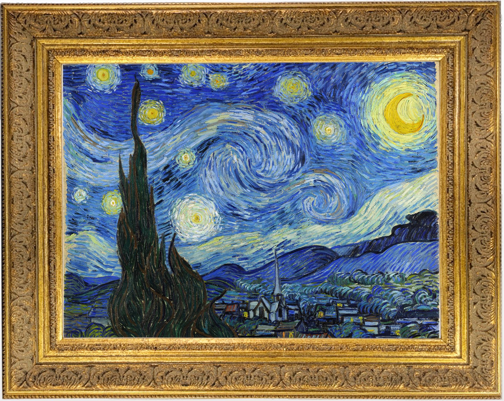 額装品（Ａ４）：VVG017-A4G-SKIN ：ファン・ゴッホの「星月夜-糸杉と村」