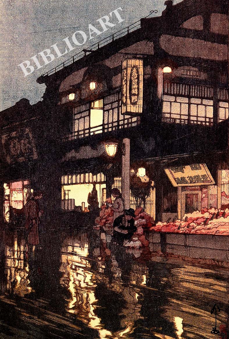 ポストカード単品：YH004-BP
：東京拾二題　神樂坂通　雨後の夜