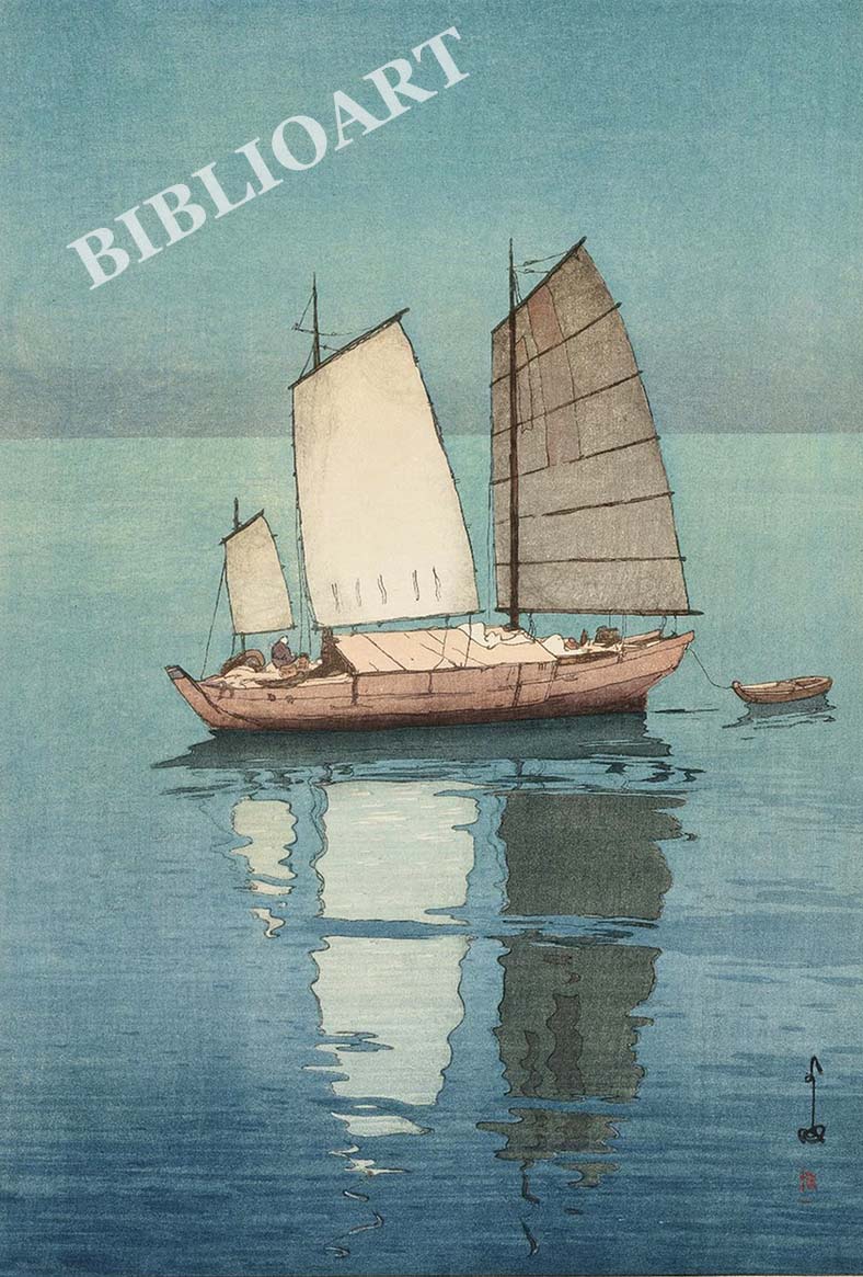 ポストカード単品：YH011-BP
：瀬戸内海集より 『 帆船 午後』