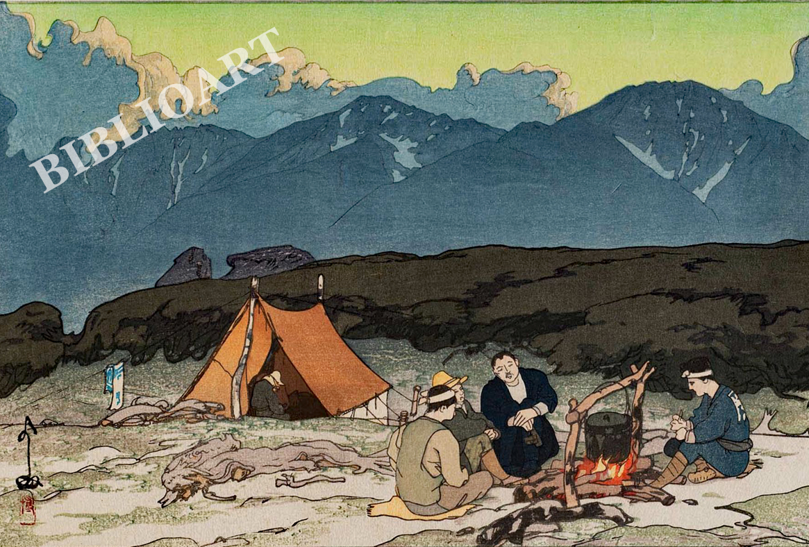 ポストカード単品：YH043-BP
：日本南アルプス集より 『露営 北岳間の岳』