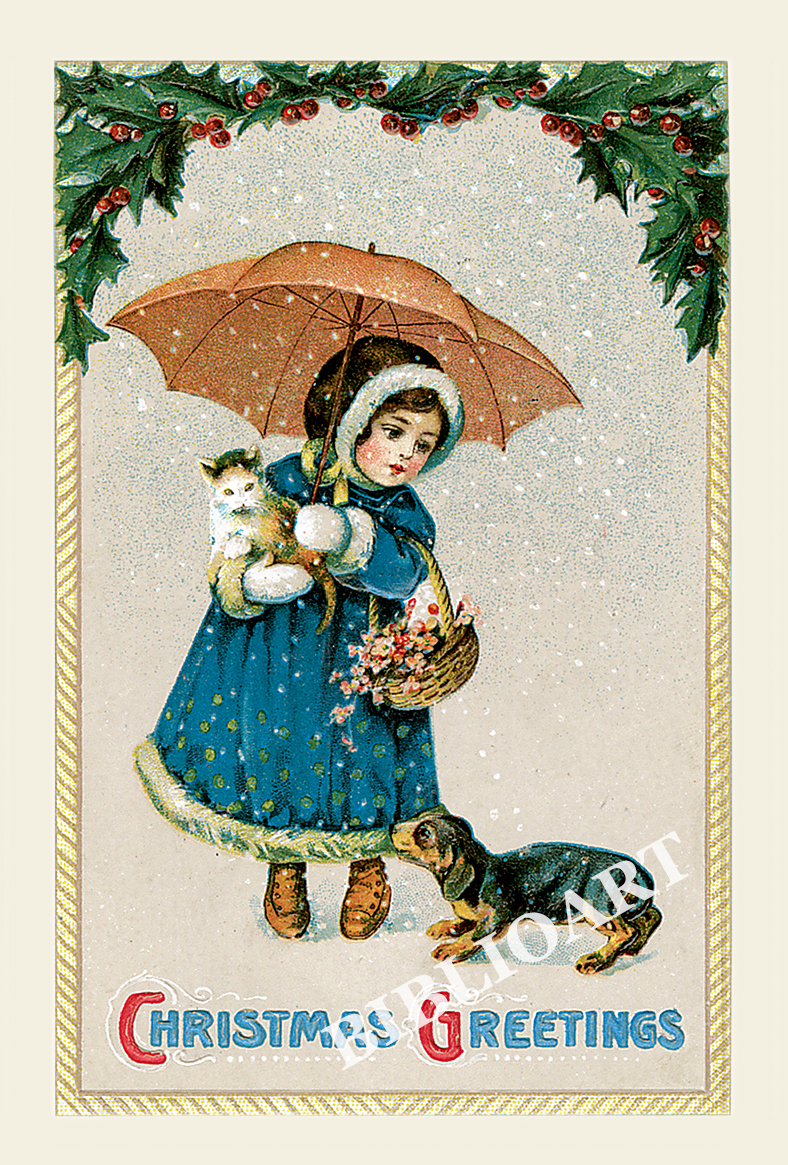 ポストカード単品：Z014-BP
：オールド・クリスマスカード -4