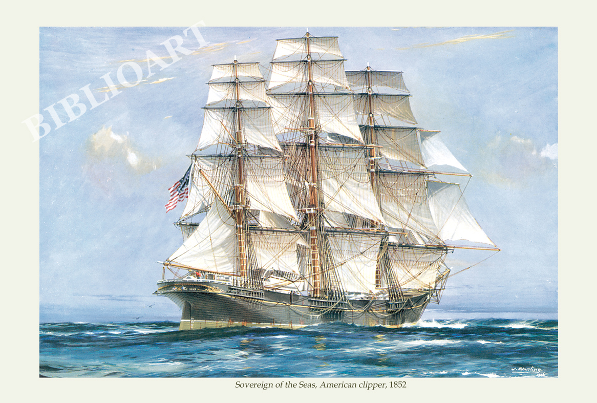 ポストカード単品：Z041-BP
：Sovereign of the Seas, America,1852