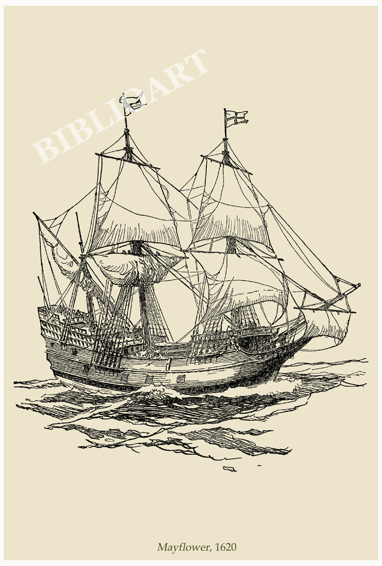 ポストカード単品：Z047-BP
：Mayflower, 1620