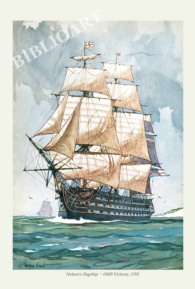 ポストカード単品：Z048-BP
：Nelson’s flagship - HMS Victrory,1765