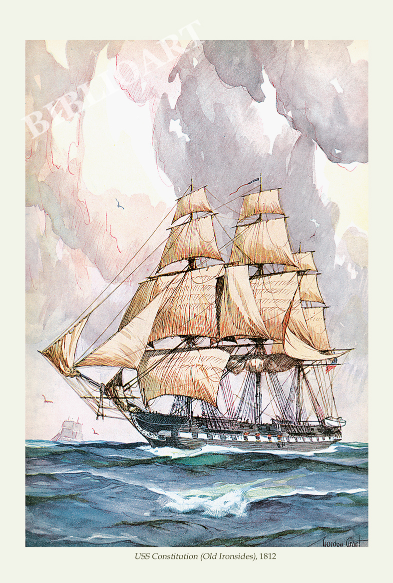 ポストカード単品：Z049-BP
：USS Constitution (Old Ironsides),1812